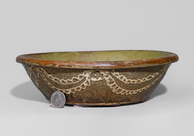 Very Rare Edgefield District, SC Stoneware Bowl w/ Elaborate Kaolin Slip Decoration