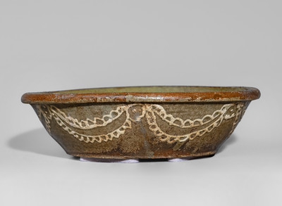 Very Rare Edgefield District, SC Stoneware Bowl w/ Elaborate Kaolin Slip Decoration