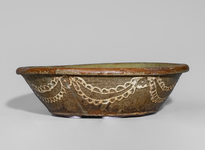 Very Rare Edgefield District, SC Stoneware Bowl w/ Elaborate Kaolin Slip Decoration