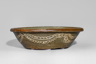 Very Rare Edgefield District, SC Stoneware Bowl w/ Elaborate Kaolin Slip Decoration