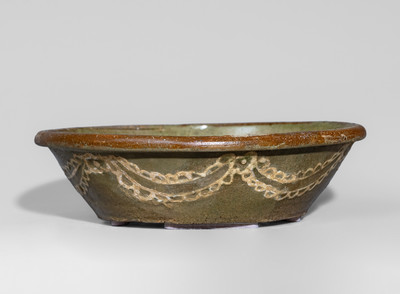 Very Rare Edgefield District, SC Stoneware Bowl w/ Elaborate Kaolin Slip Decoration