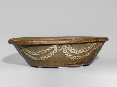 Very Rare Edgefield District, SC Stoneware Bowl w/ Elaborate Kaolin Slip Decoration