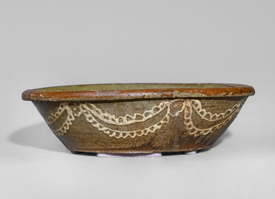 Very Rare Edgefield District, SC Stoneware Bowl w/ Elaborate Kaolin Slip Decoration