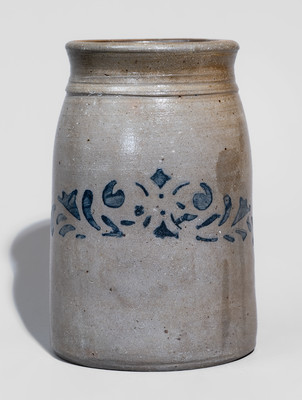 Western PA Cobalt-Stenciled Stoneware Canning Jar, c1880