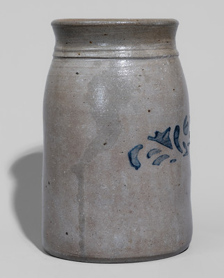 Western PA Cobalt-Stenciled Stoneware Canning Jar, c1880