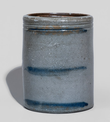 Western PA Stoneware Canning Jar w/ Cobalt Stripe Decoration, c1880