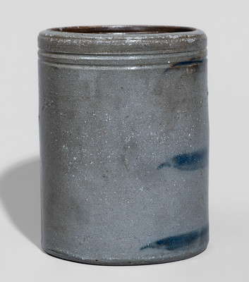 Western PA Stoneware Canning Jar w/ Cobalt Stripe Decoration, c1880