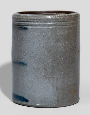 Western PA Stoneware Canning Jar w/ Cobalt Stripe Decoration, c1880