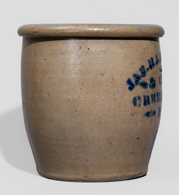 JAS. HAMILTON / & CO. / GREENSBORO / PA Cobalt-Decorated Stoneware Jar, c1875