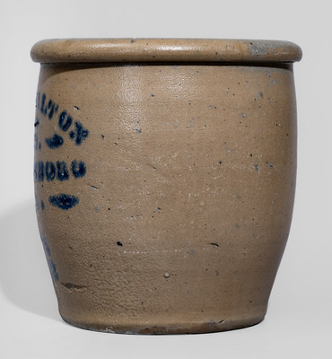 JAS. HAMILTON / & CO. / GREENSBORO / PA Cobalt-Decorated Stoneware Jar, c1875