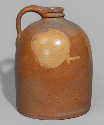 Rare and Fine Slip-Decorated Galena, Illinois Redware Moon Jug