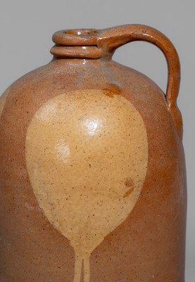 Rare and Fine Slip-Decorated Galena, Illinois Redware Moon Jug