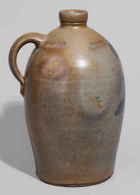 Western PA Stoneware Jug w/ Cobalt Floral Decoration, c1865