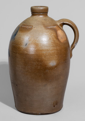 Western PA Stoneware Jug w/ Cobalt Floral Decoration, c1865