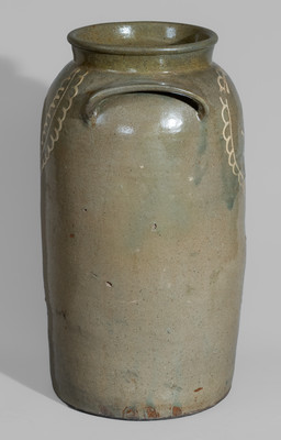 Rare CHANDLER MAKER, Edgefield District, SC Three-Gallon Alkaline-Glazed Stoneware Churn