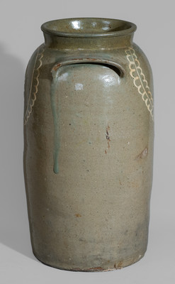 Rare CHANDLER MAKER, Edgefield District, SC Three-Gallon Alkaline-Glazed Stoneware Churn