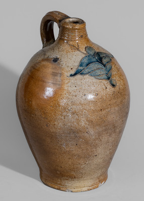 Fine Manhattan / New York City Stoneware Jug w/ Incised Floral Decoration, early 19th century