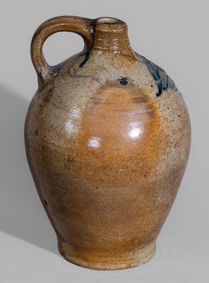 Fine Manhattan / New York City Stoneware Jug w/ Incised Floral Decoration, early 19th century