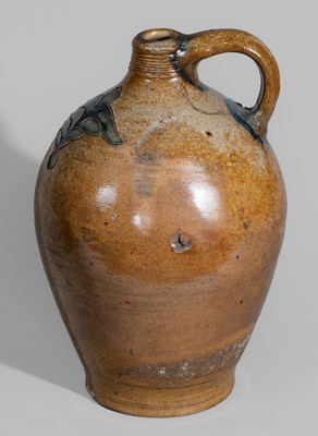Fine Manhattan / New York City Stoneware Jug w/ Incised Floral Decoration, early 19th century
