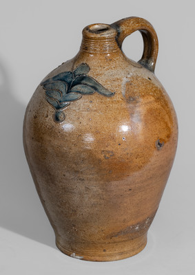 Fine Manhattan / New York City Stoneware Jug w/ Incised Floral Decoration, early 19th century