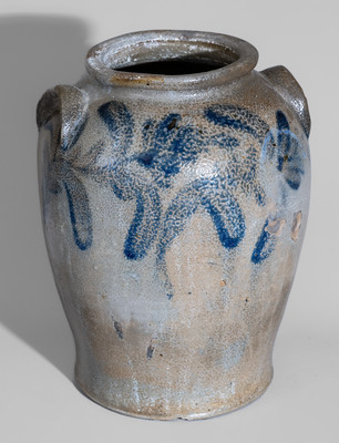 Rare JOHN WALKER, Washington, D.C. Stoneware Jar w/ Elaborate Cobalt Floral Decoration