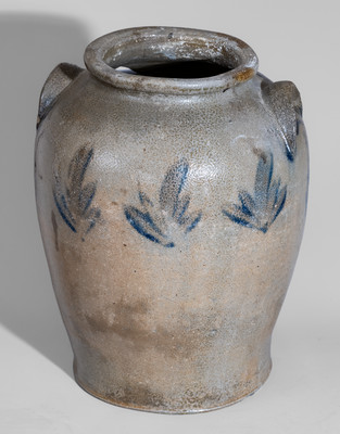 Rare JOHN WALKER, Washington, D.C. Stoneware Jar w/ Elaborate Cobalt Floral Decoration