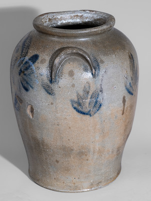 Rare JOHN WALKER, Washington, D.C. Stoneware Jar w/ Elaborate Cobalt Floral Decoration
