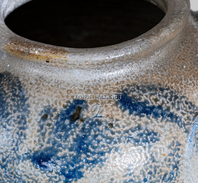Rare JOHN WALKER, Washington, D.C. Stoneware Jar w/ Elaborate Cobalt Floral Decoration
