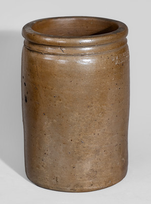 Rare WM. H. ERNEST / WASHINGTON, / D.C. Salt-Glazed Stoneware Jar, c1885