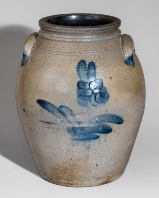 Three-Gallon SAM'L I. IRVINE / NEWVILLE, PA Stoneware Jar w/ Cobalt Floral Decoration