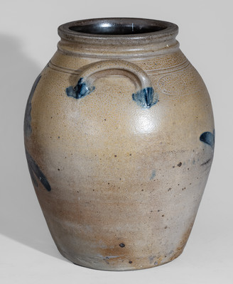 Three-Gallon SAM'L I. IRVINE / NEWVILLE, PA Stoneware Jar w/ Cobalt Floral Decoration