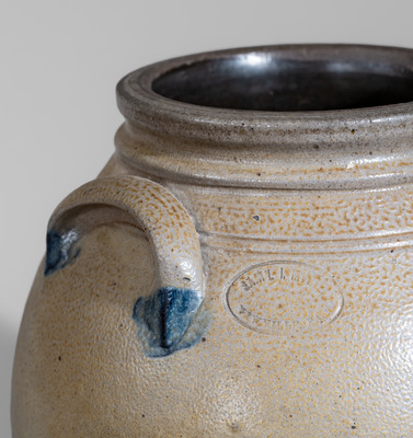 Three-Gallon SAM'L I. IRVINE / NEWVILLE, PA Stoneware Jar w/ Cobalt Floral Decoration