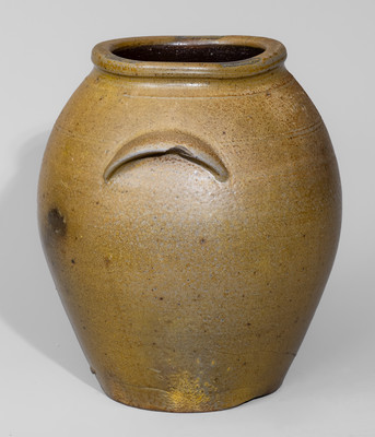 Rare MANUFACTURED BY J. CRUMBAUGH Stoneware Jar, Indianapolis, IN, mid 1820's