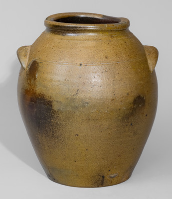 Rare MANUFACTURED BY J. CRUMBAUGH Stoneware Jar, Indianapolis, IN, mid 1820's