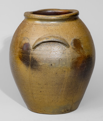 Rare MANUFACTURED BY J. CRUMBAUGH Stoneware Jar, Indianapolis, IN, mid 1820's