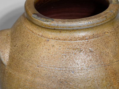 Rare MANUFACTURED BY J. CRUMBAUGH Stoneware Jar, Indianapolis, IN, mid 1820's