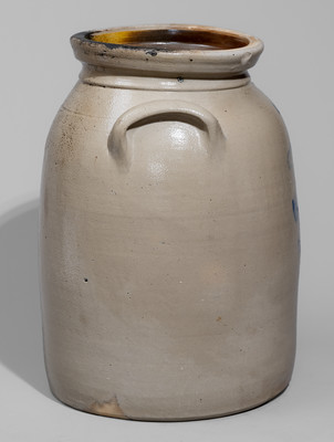 Unusual Three-Gallon New York State Stoneware Deer Crock, c1875