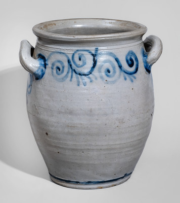 Outstanding and Very Rare Stoneware Watch Spring Jar, Abraham Mead (Greenwich, CT) or Kemple Pottery (Ringoes, NJ)
