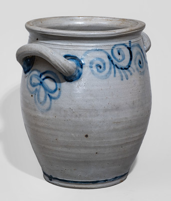 Outstanding and Very Rare Stoneware Watch Spring Jar, Abraham Mead (Greenwich, CT) or Kemple Pottery (Ringoes, NJ)