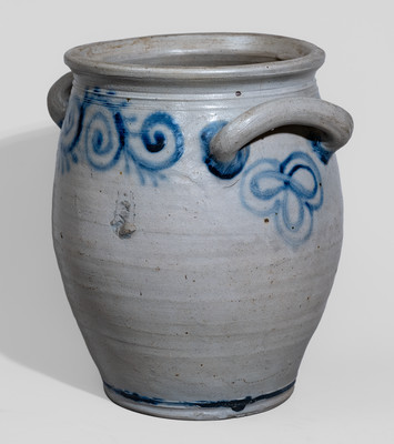 Outstanding and Very Rare Stoneware Watch Spring Jar, Abraham Mead (Greenwich, CT) or Kemple Pottery (Ringoes, NJ)