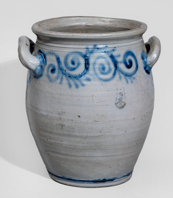 Outstanding and Very Rare Stoneware Watch Spring Jar, Abraham Mead (Greenwich, CT) or Kemple Pottery (Ringoes, NJ)