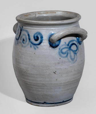 Outstanding and Very Rare Stoneware Watch Spring Jar, Abraham Mead (Greenwich, CT) or Kemple Pottery (Ringoes, NJ)