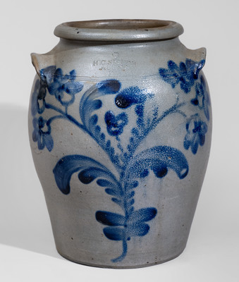 Rare and Very Fine H.C. SMITH / ALEXA / D.C. Two-Gallon Stoneware Jar w/ Profuse Decoration, c1835