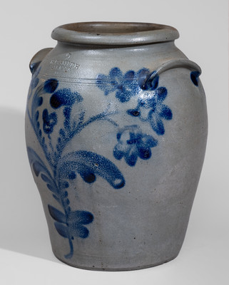 Rare and Very Fine H.C. SMITH / ALEXA / D.C. Two-Gallon Stoneware Jar w/ Profuse Decoration, c1835