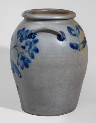 Rare and Very Fine H.C. SMITH / ALEXA / D.C. Two-Gallon Stoneware Jar w/ Profuse Decoration, c1835