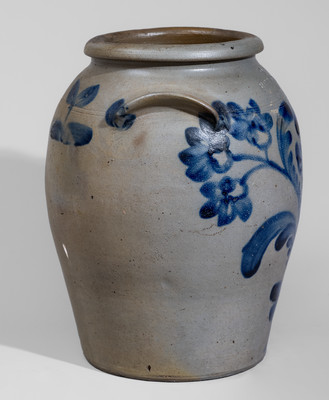 Rare and Very Fine H.C. SMITH / ALEXA / D.C. Two-Gallon Stoneware Jar w/ Profuse Decoration, c1835
