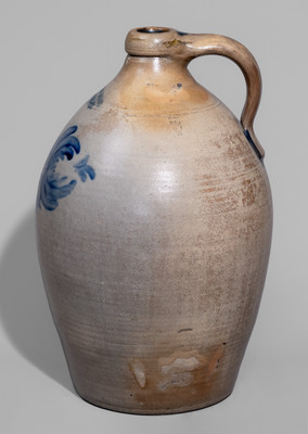 Large-Sized COWDEN & WILCOX / HARRISBURG, PA Stoneware Jug w/ Cobalt Floral Decoration