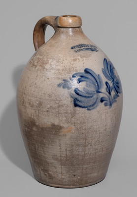 Large-Sized COWDEN & WILCOX / HARRISBURG, PA Stoneware Jug w/ Cobalt Floral Decoration