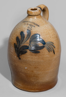 Two-Gallon COWDEN & WILCOX / HARRISBURG, PA Stoneware Jug w/ Cobalt Floral Decoration