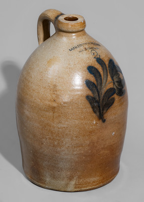 Two-Gallon COWDEN & WILCOX / HARRISBURG, PA Stoneware Jug w/ Cobalt Floral Decoration